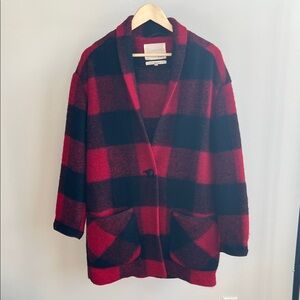 Wilfred Red and Black Plaid Teddy Jacket